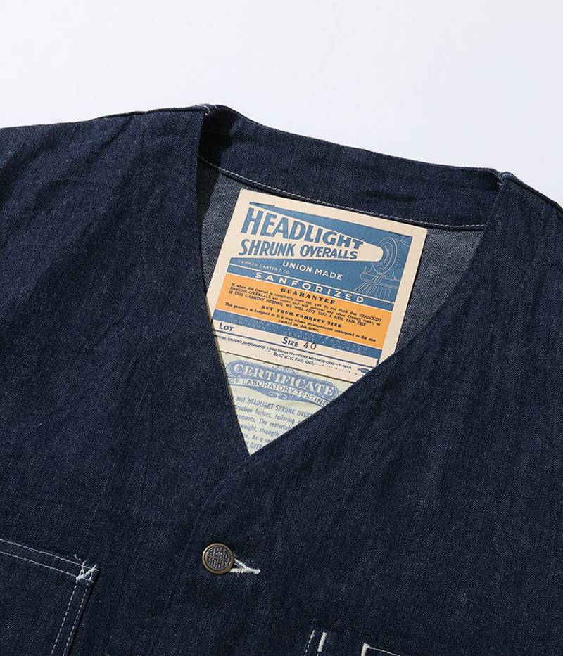 HD15236 HEADLIGHT 10oz. BLUE DENIM VEST (FULL SLEEVES)