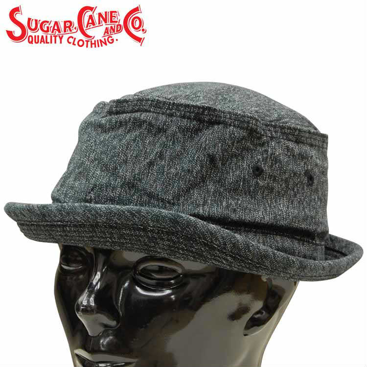 SC02627 SUGAR CANE 9oz.BLACK COVERT PORKPIE HAT