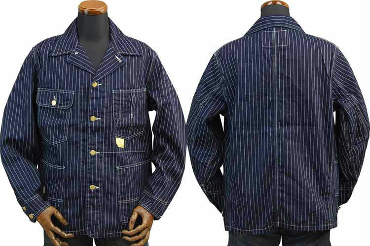 SC14001 / SUGAR CANE 9oz. WABASH STRIPE WORK COAT