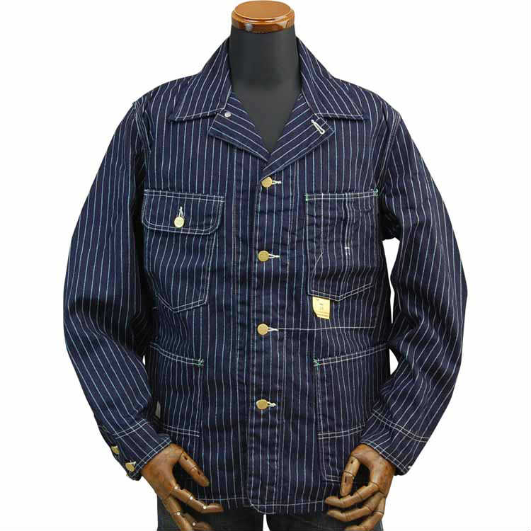 SC14001 / SUGAR CANE 9oz. WABASH STRIPE WORK COAT