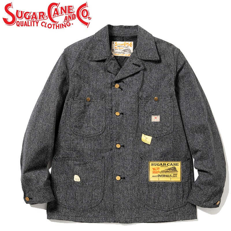 SC14373 / SUGARCANE 9oz. BLACK COVERT WORK COAT