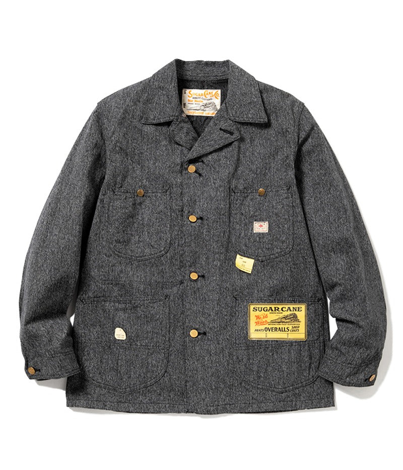 SC14373 / SUGARCANE 9oz. BLACK COVERT WORK COAT