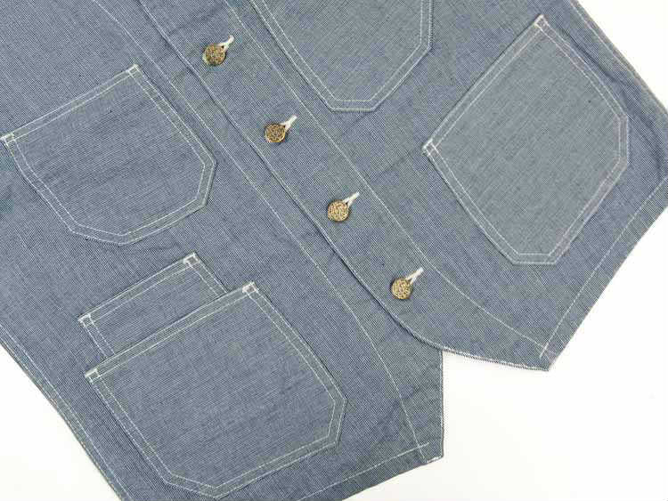 SC14599 / SUGAR CANE FICTION ROMANCE 8oz INDIGO PIN CHECKWORK VEST