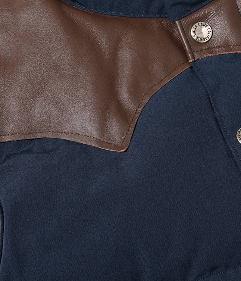 SC15222 SUGARCANE Leather YOKE T/C Down Vest