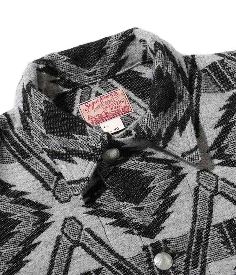 SC15223 / SUGAR CANE Native American Wool Blanket Jacket