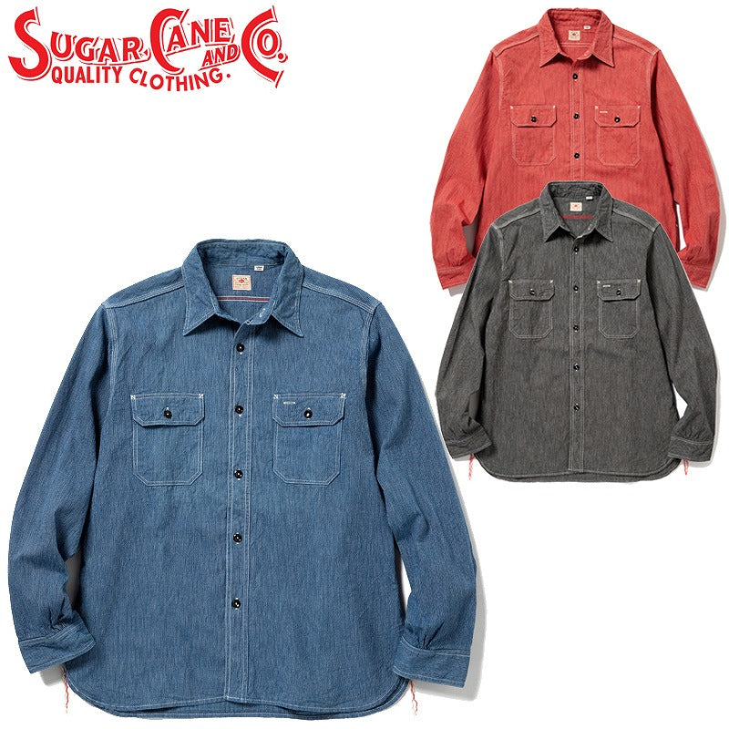 SC25511 / SUGARCANE JEAN CORD WORK SHIRT (LONG SLEEVE)