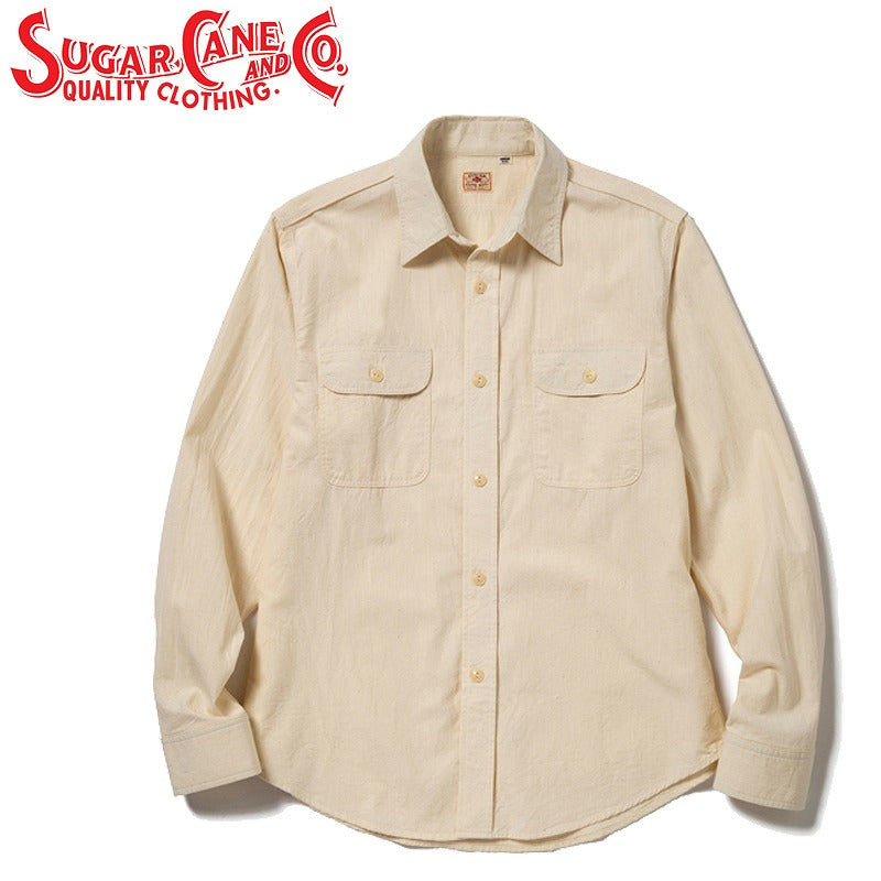 SC27851 / SUGARCANE WHITE CHAMBRAY WORK SHIRT (LONG SLEEVE)