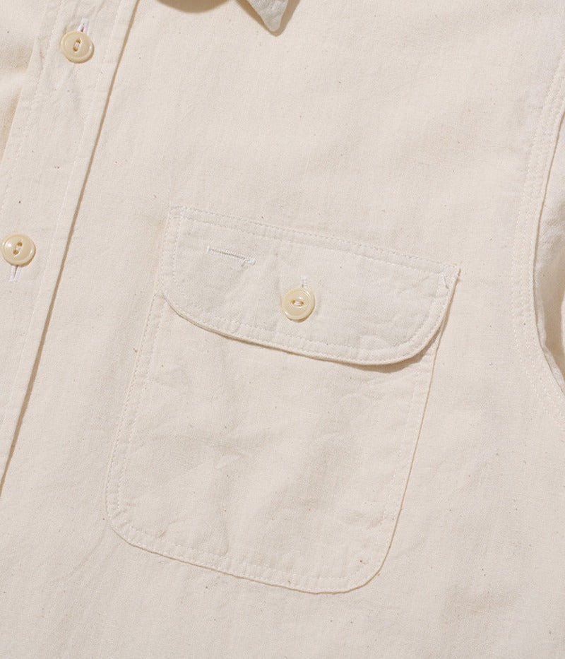 SC27851 / SUGARCANE WHITE CHAMBRAY WORK SHIRT (LONG SLEEVE)