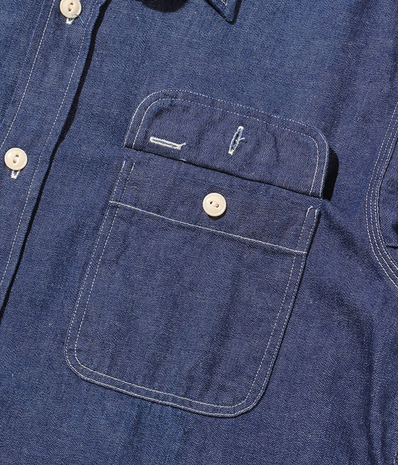SC27852 / SUGARCANE Blue Denim Work Shirt