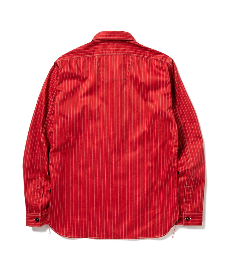 SC28340 / SUGARCANE FICTION ROMANCE 8.5oz. RED WABASH STRIPE WORK SHIRT (LONG SLEEVE)