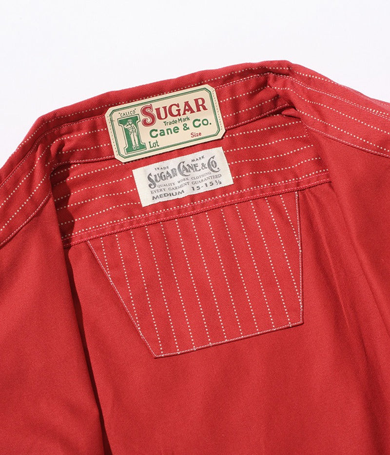 SC28340 / SUGARCANE FICTION ROMANCE 8.5oz. RED WABASH STRIPE WORK SHIRT (LONG SLEEVE)