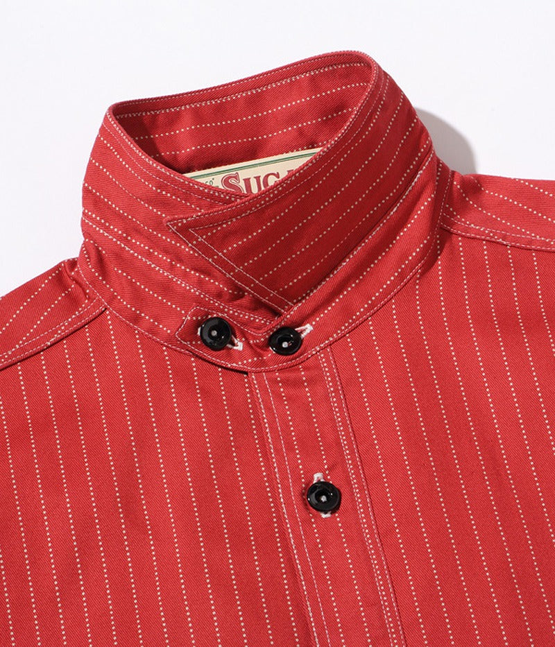 SC28340 / SUGARCANE FICTION ROMANCE 8.5oz. RED WABASH STRIPE WORK SHIRT (LONG SLEEVE)