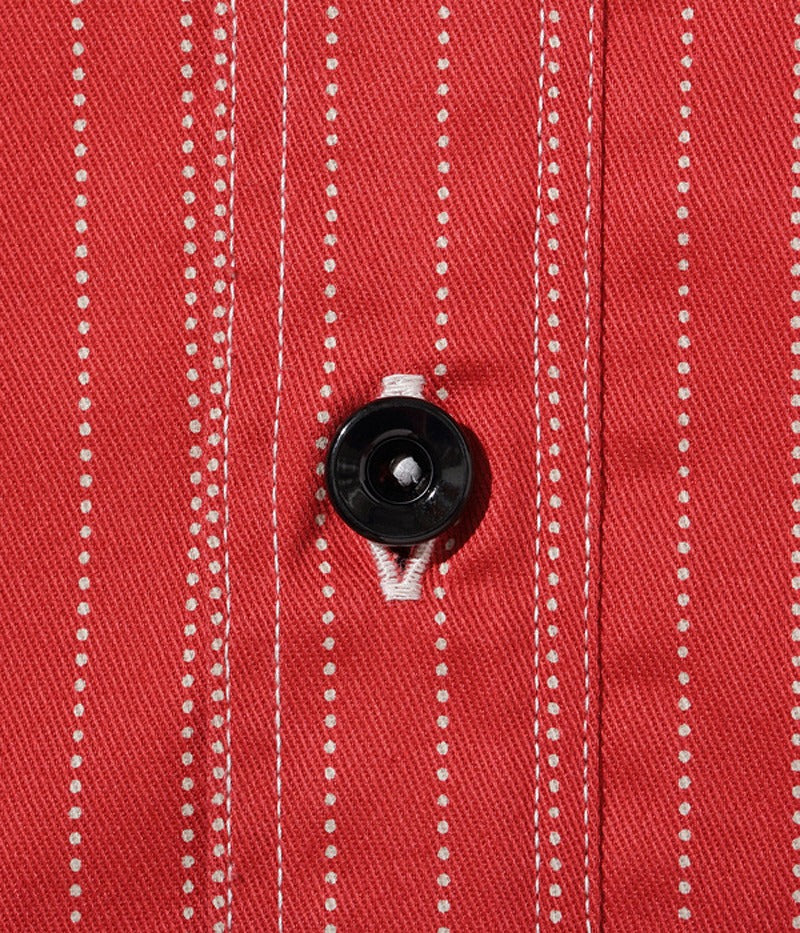 SC28340 / SUGARCANE FICTION ROMANCE 8.5oz. RED WABASH STRIPE WORK SHIRT (LONG SLEEVE)