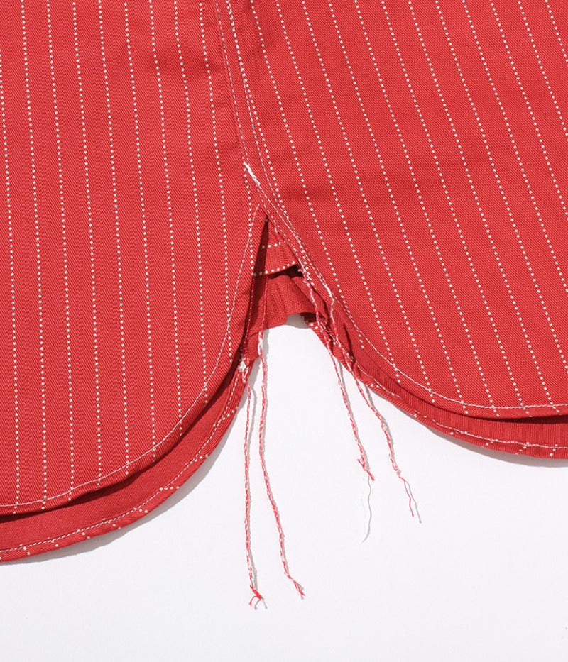 SC28340 / SUGARCANE FICTION ROMANCE 8.5oz. RED WABASH STRIPE WORK SHIRT (LONG SLEEVE)