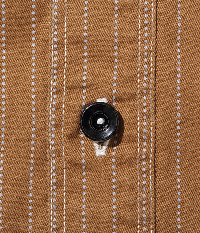 SC28516 / SUGARCANE FICTION ROMANCE 8.5oz. Brown WABASH STRIPE WORK SHIRT (LONG SLEEVE)