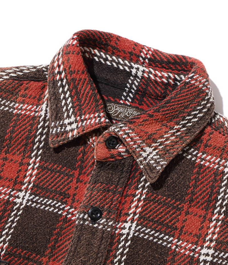 SC28974 / SUGAR CANE 7/- Heavy Twill Check Work Shirt Aged Model