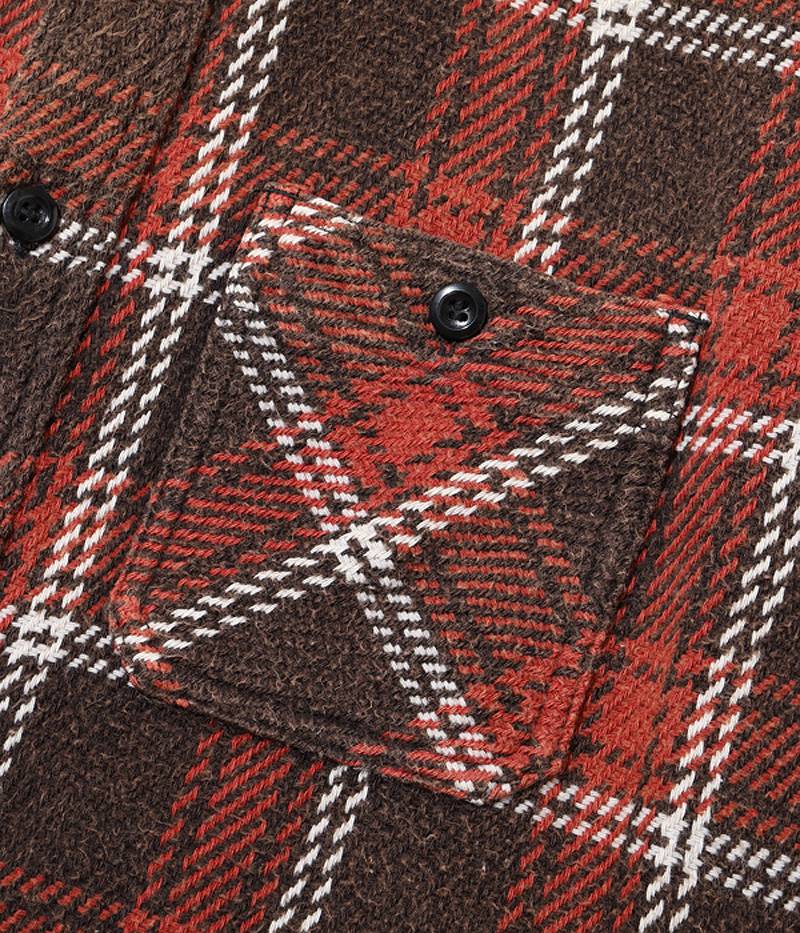 SC28974 / SUGAR CANE 7/- Heavy Twill Check Work Shirt Aged Model