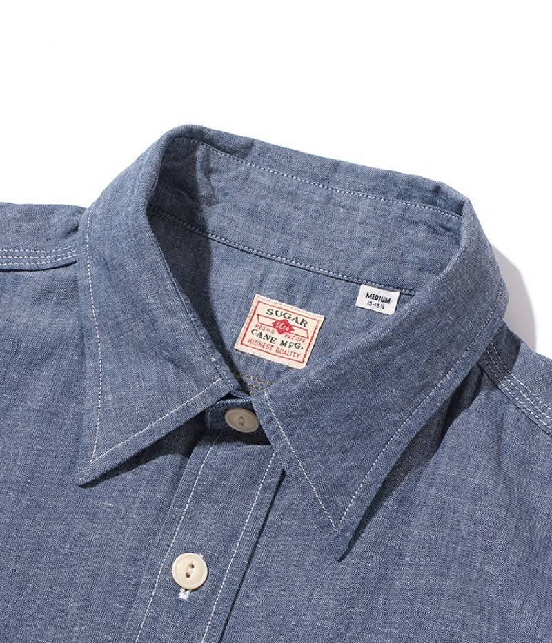 SC37941 / SUGARCANE BLUE CHAMBRAY WORK SHIRT (SHORT SLEEVE)