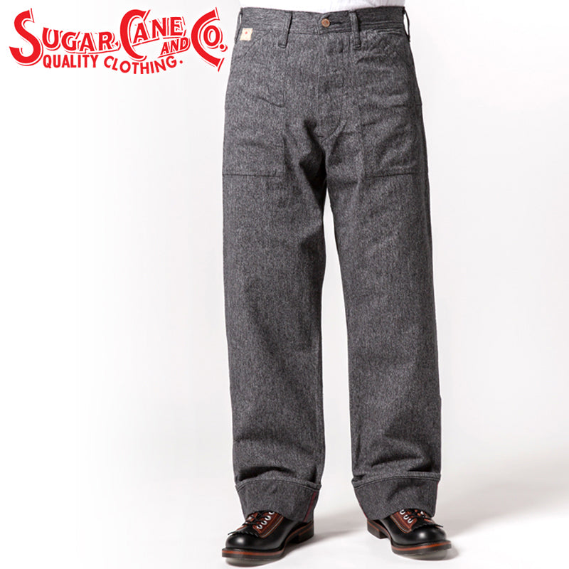 SC41825 / SUGARCANE 9oz. BLACK COVERT ENGINEER PANTS