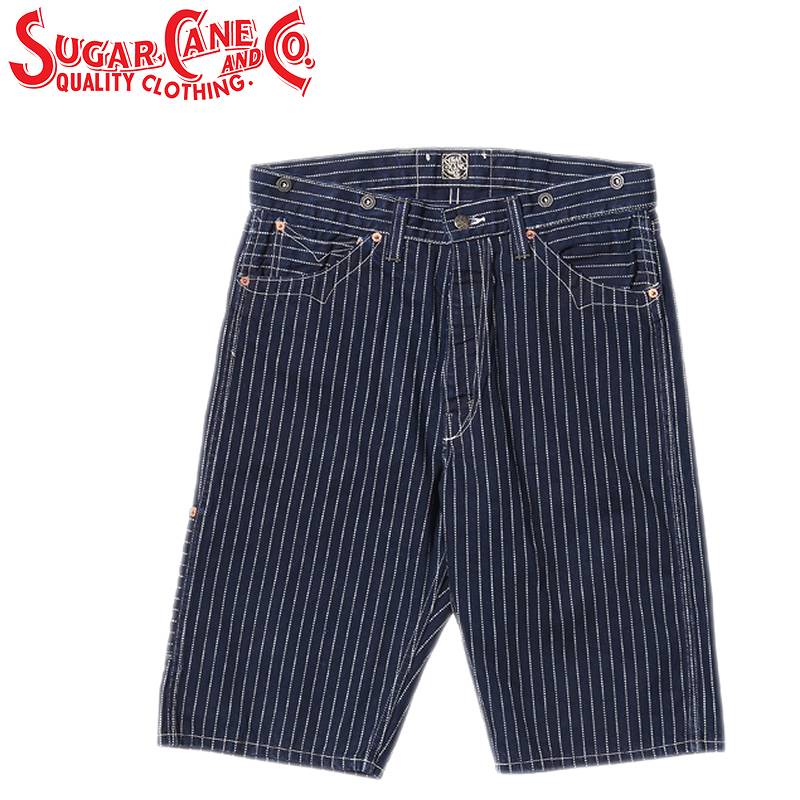 SC51443 / SUGAR CANE FICTION ROMANCE 9oz. WABASH STRIPE ZIP FLY SHORTS