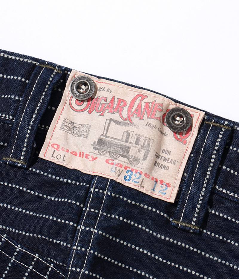 SC51443 / SUGAR CANE FICTION ROMANCE 9oz. WABASH STRIPE ZIP FLY SHORTS