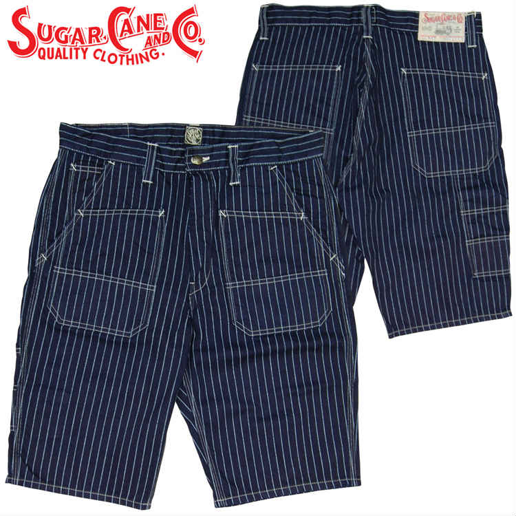 SC51445 / SUGAR CANE FICTION ROMANCE 9oz. WABASH STRIPE 8POCKETS SHORTS