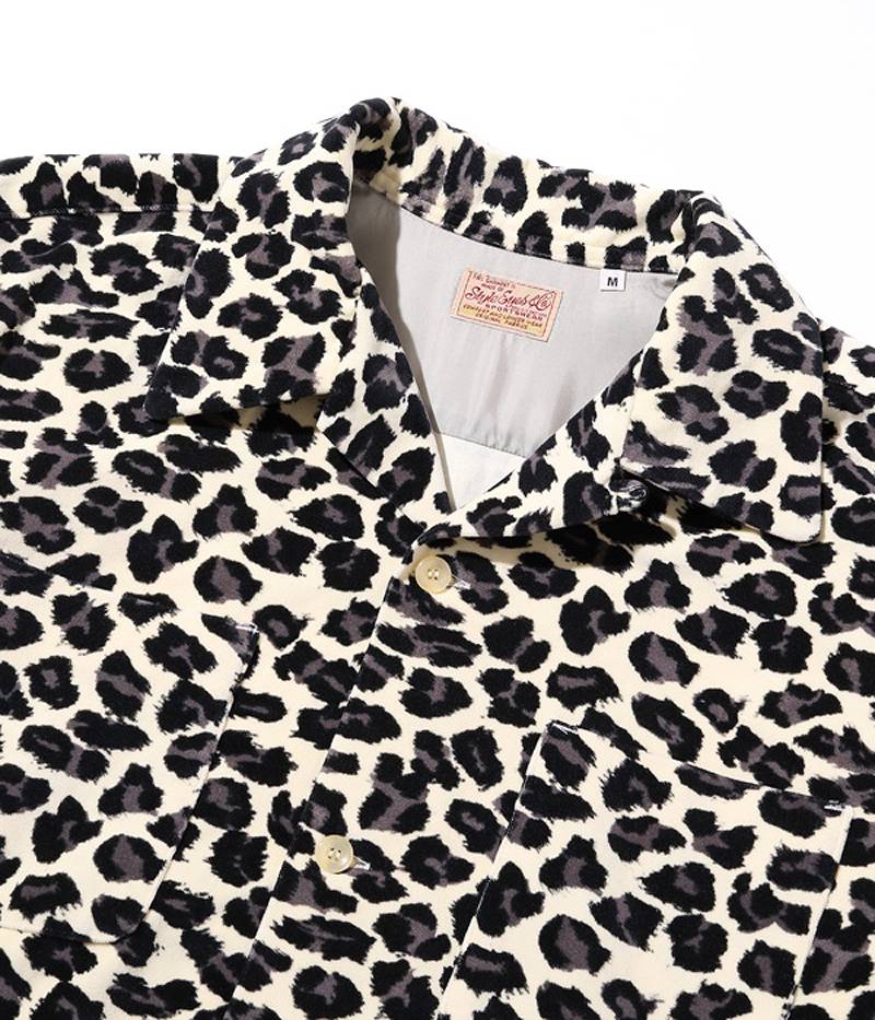SE28973 / STYLE EYES Mid 1950s Style Velveteen Sports Shirt “LEOPARD”