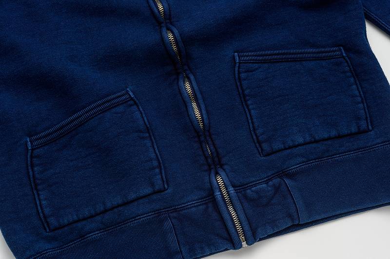 SGC004ID The Strike Gold Indigo Dyed LoopWheel Full Zip Sweat Parka