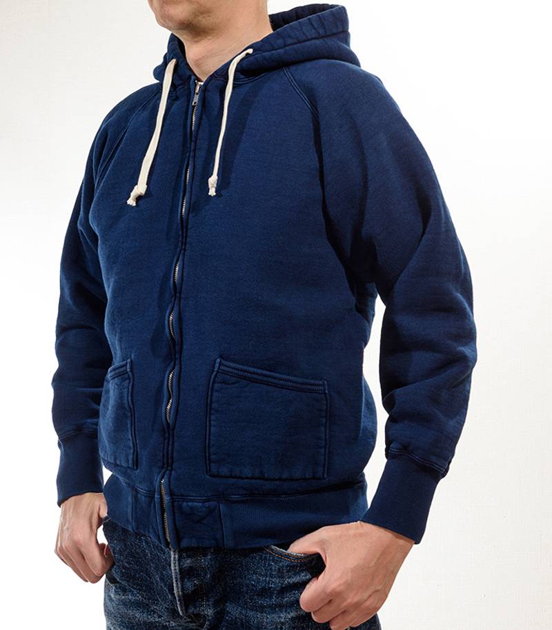 SGC004ID The Strike Gold Indigo Dyed LoopWheel Full Zip Sweat Parka