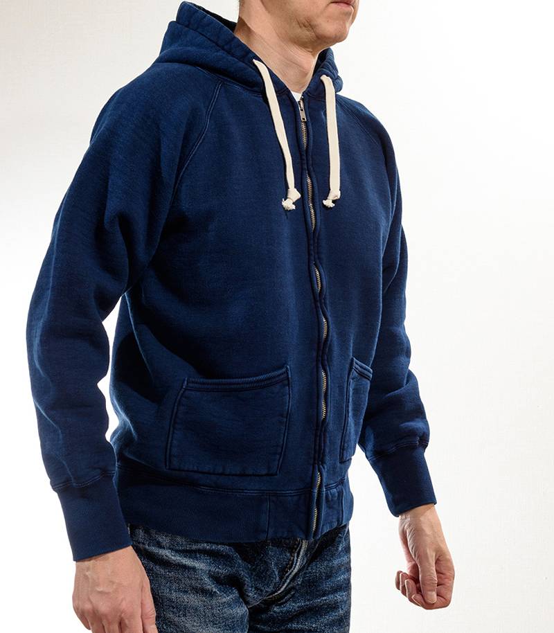 SGC004ID The Strike Gold Indigo Dyed LoopWheel Full Zip Sweat Parka
