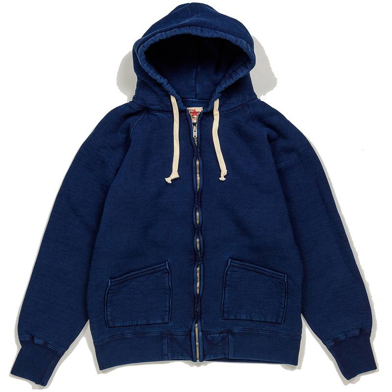 SGC004ID The Strike Gold Indigo Dyed LoopWheel Full Zip Sweat Parka