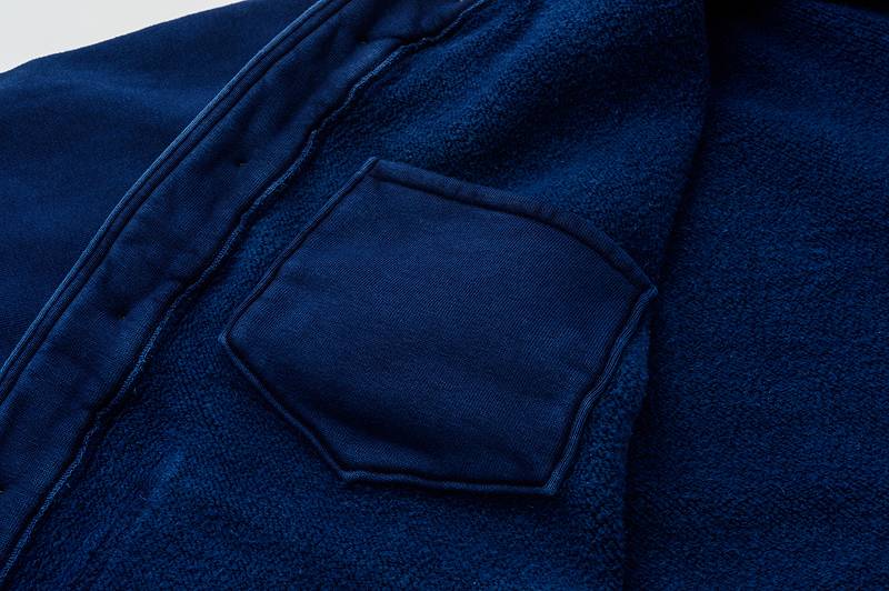 SGC009ID The Strike Gold Indigo Dyed LoopWheel Shawl collar Sweat Shirt Cardigan