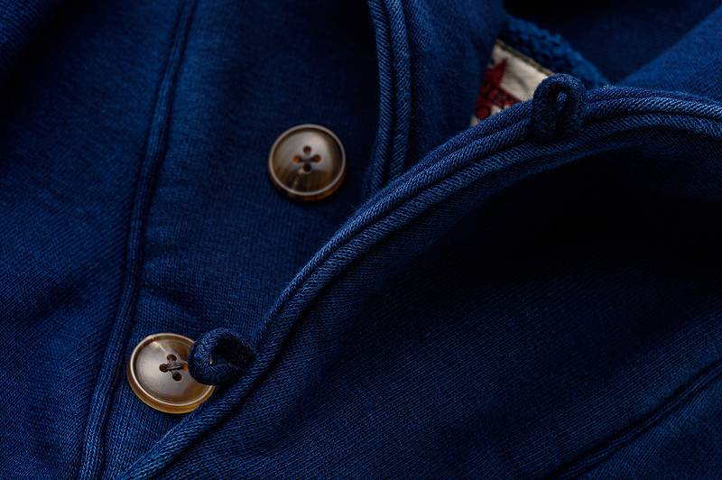 SGC009ID The Strike Gold Indigo Dyed LoopWheel Shawl collar Sweat Shirt Cardigan