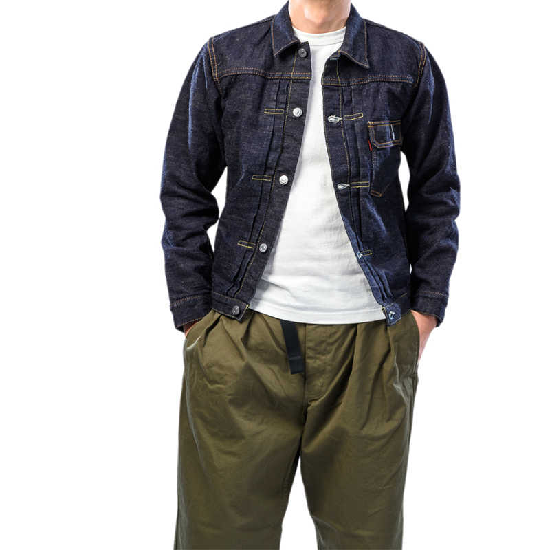 SGJ50S-1st / The Strike Gold Classic Series Right-Twill 15oz Gray Slubby Selvedge Denim 50s Denim Jacket 1st-type Later