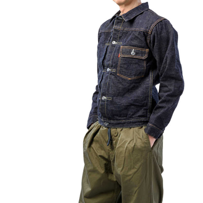 SGJ50S-1st / The Strike Gold Classic Series Right-Twill 15oz Gray Slubby Selvedge Denim 50s Denim Jacket 1st-type Later