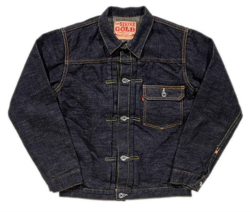 SGJ50S-1st / The Strike Gold Classic Series Right-Twill 15oz Gray Slubby Selvedge Denim 50s Denim Jacket 1st-type Later