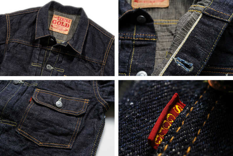 SGJ50S-1st / The Strike Gold Classic Series Right-Twill 15oz Gray Slubby Selvedge Denim 50s Denim Jacket 1st-type Later