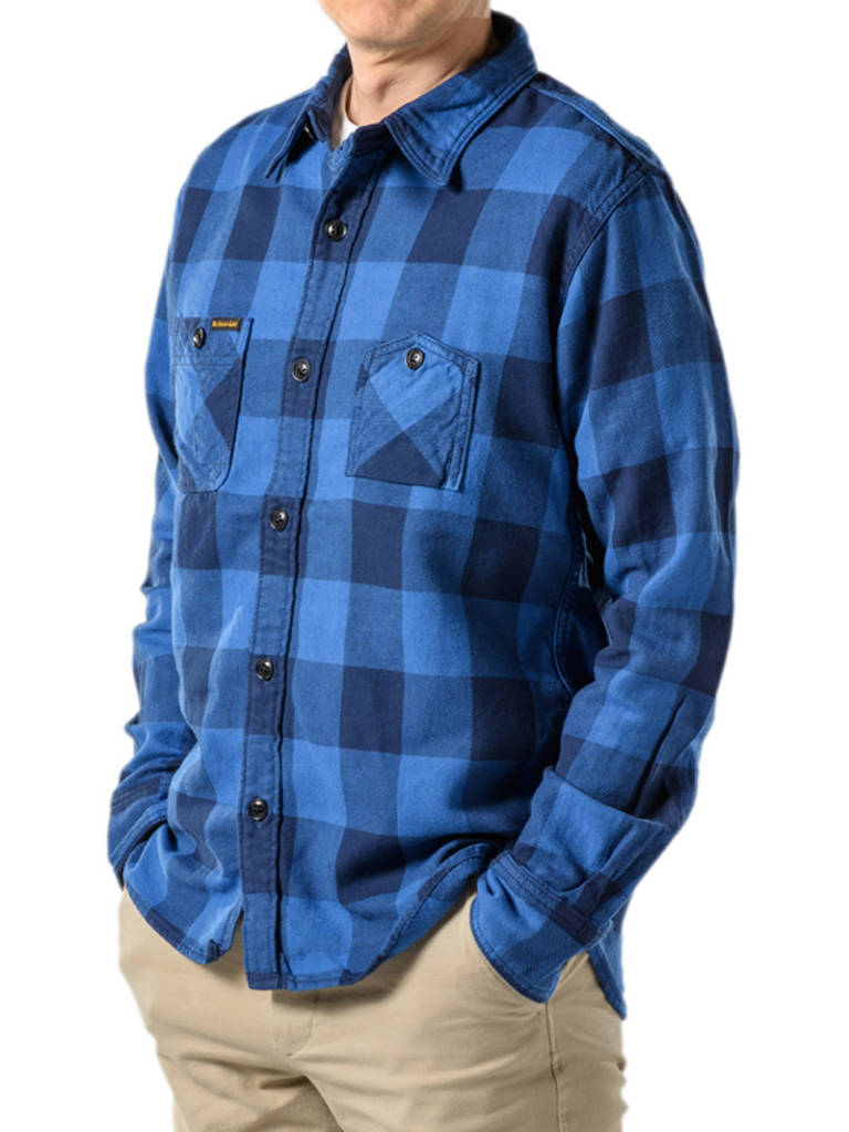 The Strike Gold SGS018 Flannel Check Work Shirt - Indigo