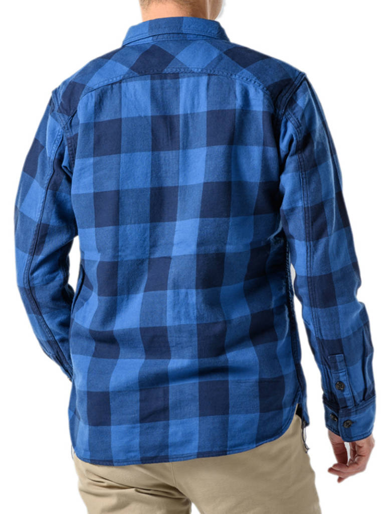The Strike Gold SGS018 Flannel Check Work Shirt - Indigo
