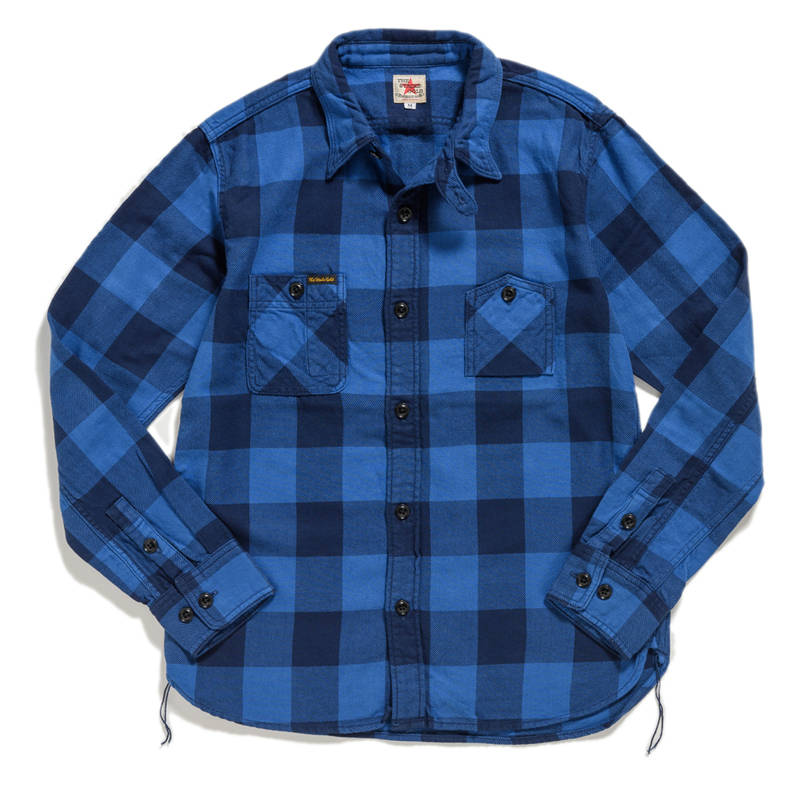 The Strike Gold SGS018 Flannel Check Work Shirt - Indigo