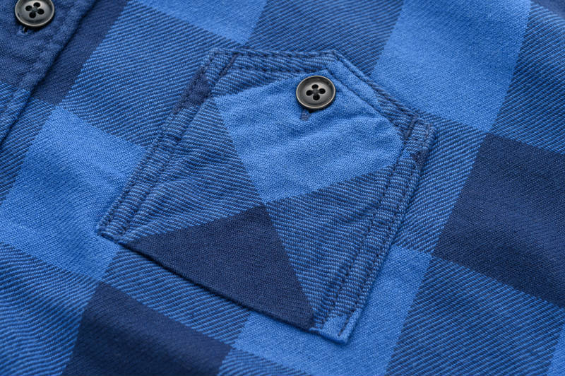 The Strike Gold SGS018 Flannel Check Work Shirt - Indigo