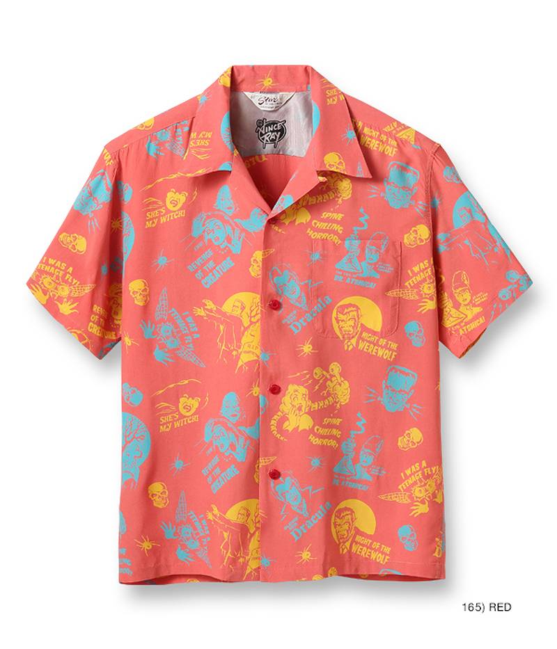 SH38871 / STAR OF HOLLY WOOD HIGH DENSITY RAYON OPEN SHIRT "THE MONSTERS" by VINCE RAY