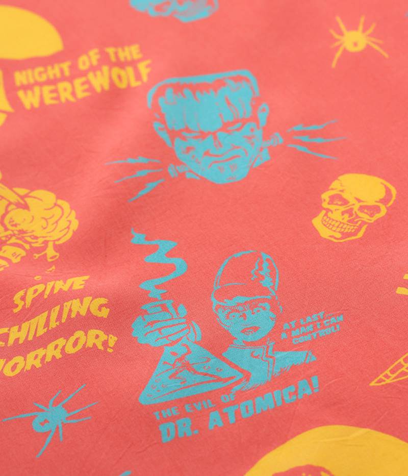SH38871 / STAR OF HOLLY WOOD HIGH DENSITY RAYON OPEN SHIRT "THE MONSTERS" by VINCE RAY