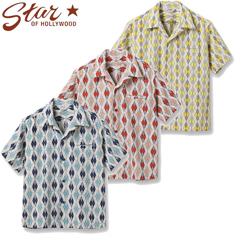 SH39085 / STAR OF HOLLY WOOD DOBBY COTTON OPEN SHIRT “ARGYLE”