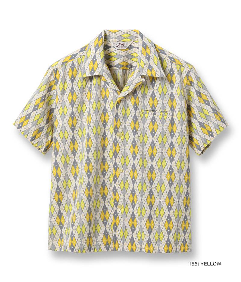 SH39085 / STAR OF HOLLY WOOD DOBBY COTTON OPEN SHIRT “ARGYLE”