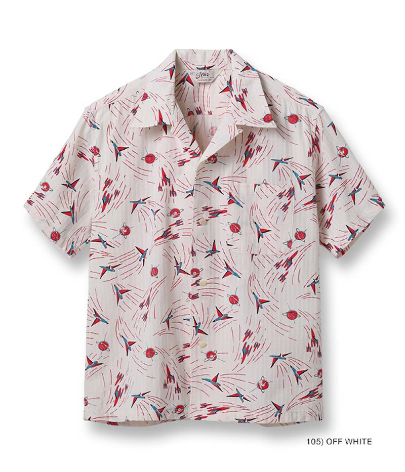 SH39087 / STAR OF HOLLY WOOD DOBBY COTTON OPEN SHIRT “SPACE SHIP”