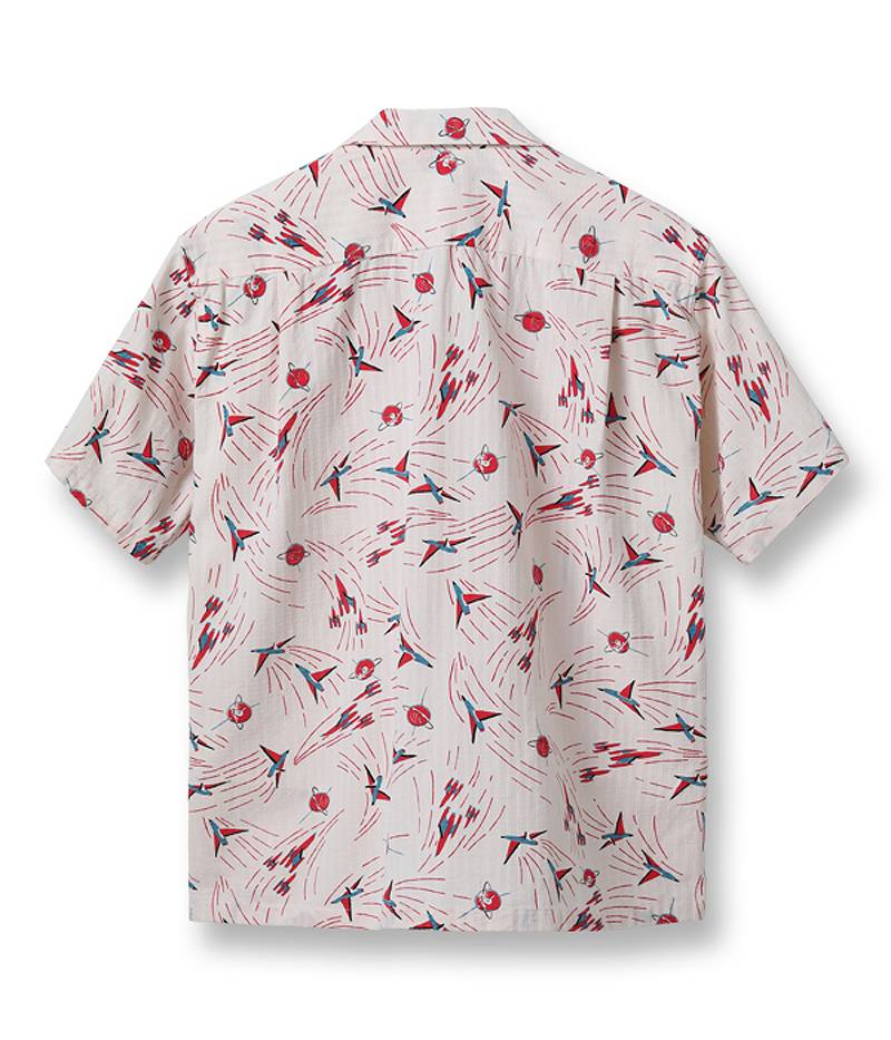 SH39087 / STAR OF HOLLY WOOD DOBBY COTTON OPEN SHIRT “SPACE SHIP”