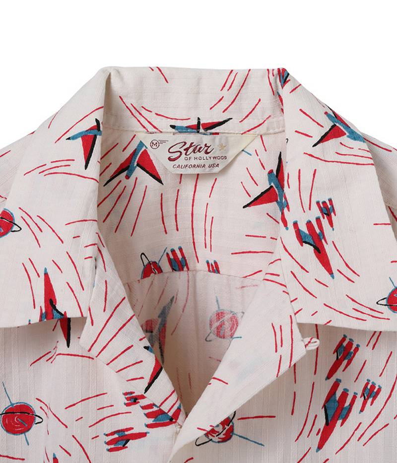 SH39087 / STAR OF HOLLY WOOD DOBBY COTTON OPEN SHIRT “SPACE SHIP”
