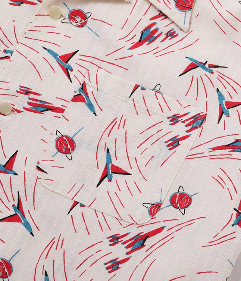 SH39087 / STAR OF HOLLY WOOD DOBBY COTTON OPEN SHIRT “SPACE SHIP”