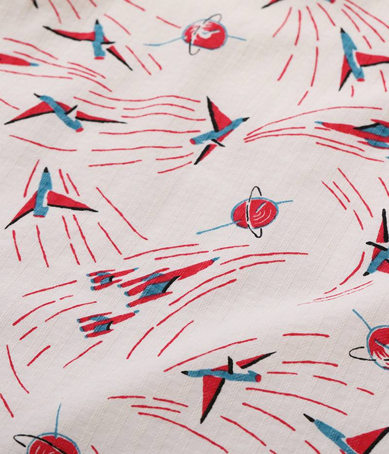 SH39087 / STAR OF HOLLY WOOD DOBBY COTTON OPEN SHIRT “SPACE SHIP”